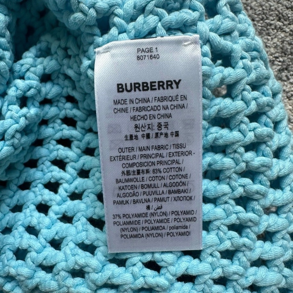 Burberry Blue Crochet Pom-Pom Trim Mini Dress Cover-Up NWT Womens M Beachy Boho - Picture 7 of 9